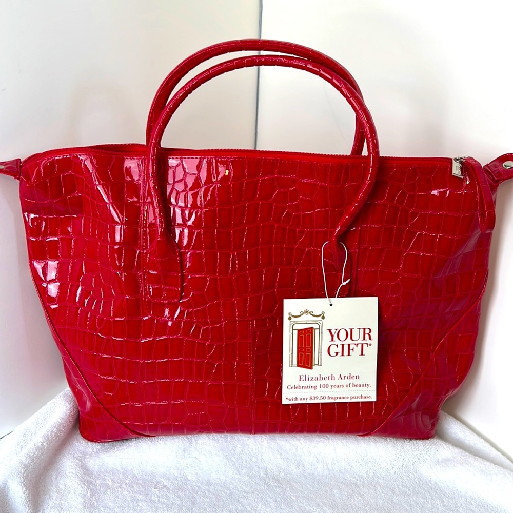 Red Crocodile Tote by Elizabeth Arden NEW